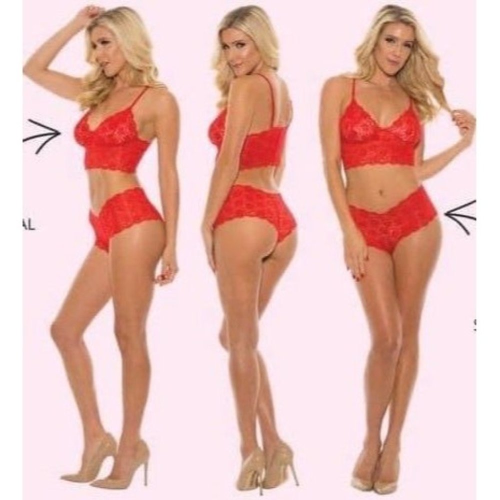 Pure Romance Woke Up Like This Set Size Large Red Womens lingerie